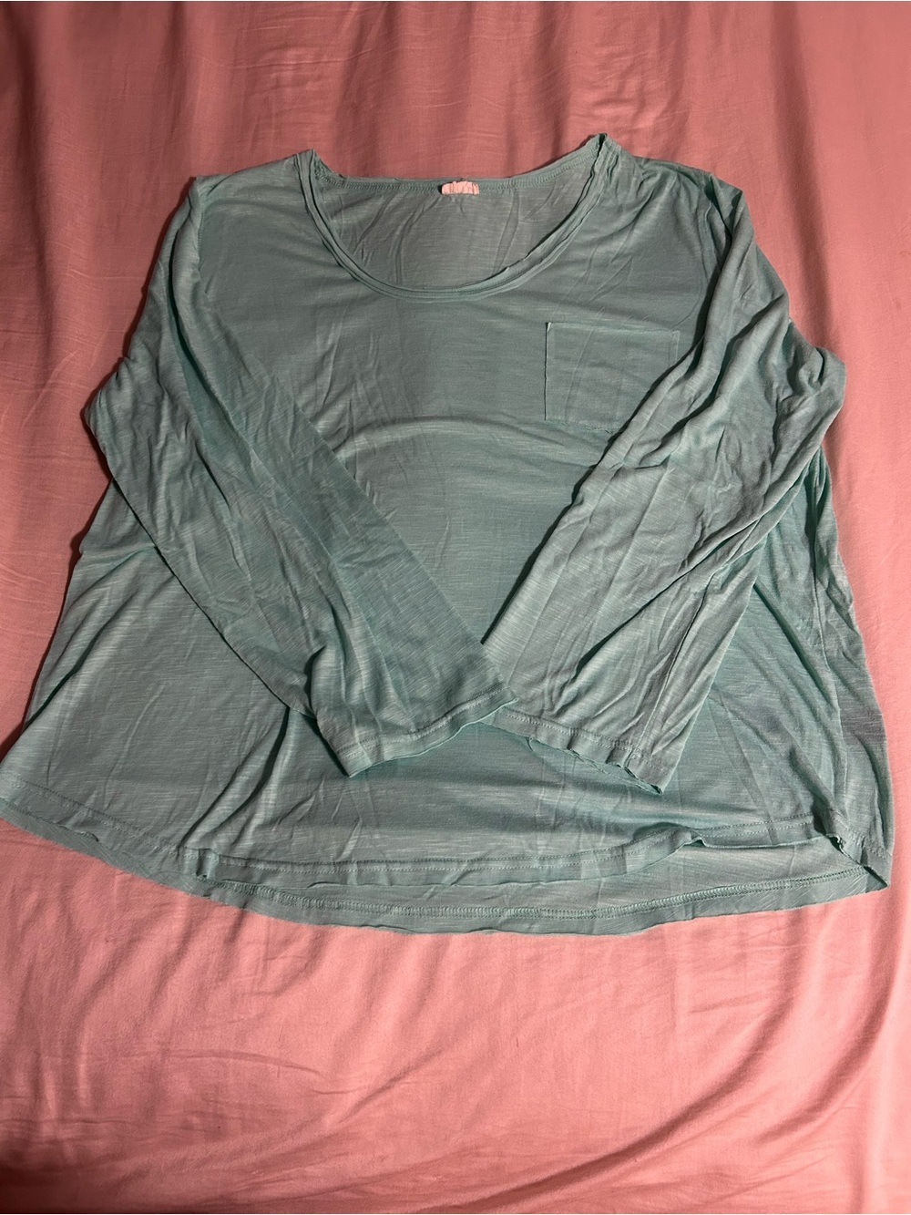 POL Light Teal Long-Sleeve Pocket Tee Size 3X